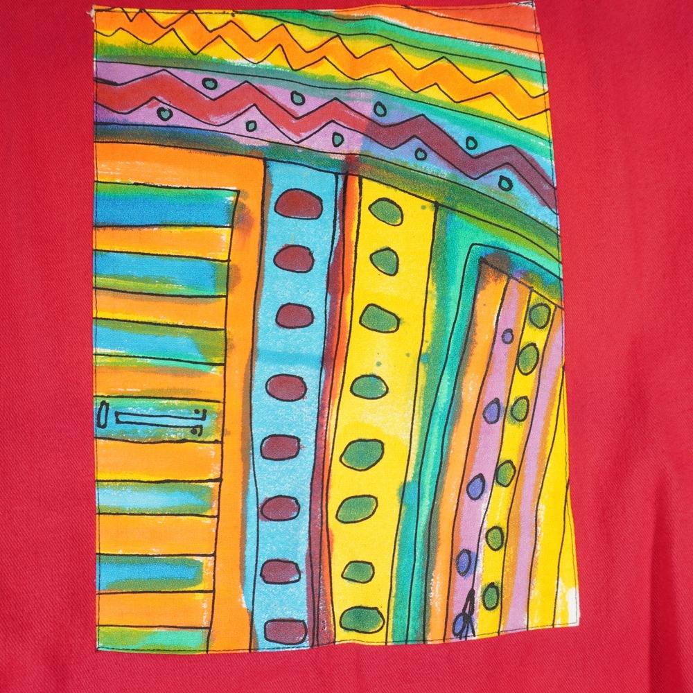 VTG Vernara Gray Hand Painted Vest L Red 1994 Art to Wear Boho Abstract Teacher - Picture 7 of 11